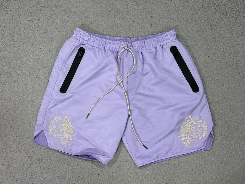 Darc Sport Shorts Womens Medium Purple 7" Mesh Lined Wolf Graphic Athletic